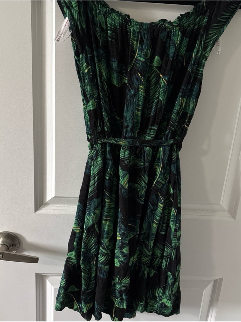 Guess Black Dress with Green Leaf Print - Picture 3 of 4